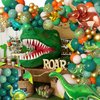 Amandir 167Pcs Dinosaur Balloons Arch Garland Kit, Sage Green Orange 8Pcs Dino Foil Balloons Happy Birthday Balloon for Jungle Safari Dinosaur Themed Party Baby Shower Decorations Supplies Kids Boys