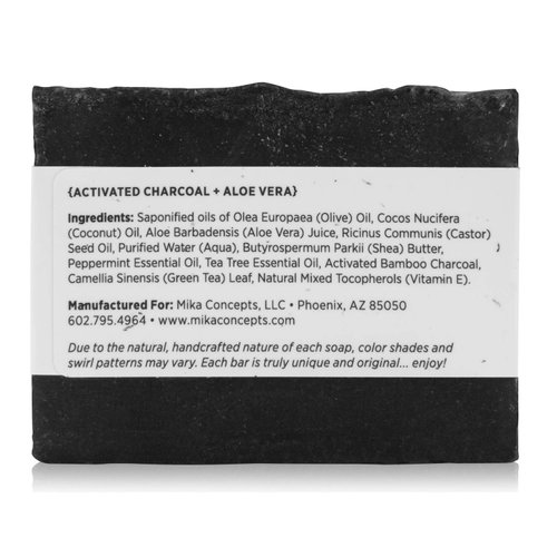 MIKA NATURALS Activated Charcoal & Aloe Vera Bar Soap for Face, Body, Acne, Blackheads, Eczema, Psoriasis | All-Natural Cleansing, Detoxifying Soap for Troubled Skin | Palm Oil Free | Handmade (5
