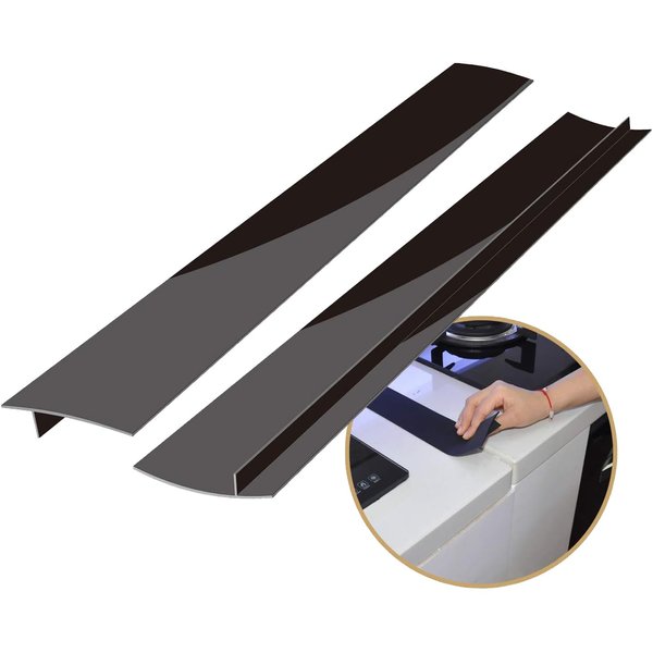 Kitchen Silicone Stove Counter Gap Cover, 25 inch Long & Extra Wide Stove Gap Filler Range Strips 2pcs,Between Oven and Countertop Dishwasher, Dryer,Easy Clean Heat Resistant Gap Guards Black