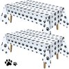 Tatuo 2 Pieces Puppy Paw Print Plastic Tablecloth Disposable Table Cover Puppy Themed Birthday Party Decorations for Dog Party Supplies (Black,108 x 54 Inch)
