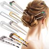Yolev 8 Pieces U-shaped French Hair Pins Metal Chignon Hair Pins Acetate 2 Prong Bun Updo Hair Fork Hair Sticks Hairstyle Accessories for Women