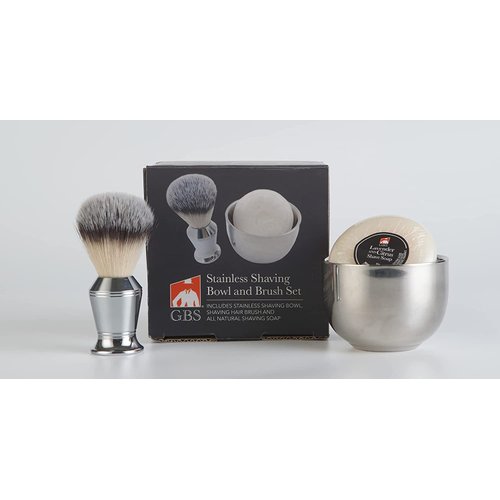 G.B.S Men's Shaving Set Short Handle Safety Razor, Shaving Brush, Chrome Dual Stand for Razor and Brush, Shaving Bowl, Shave Soap, Sandalwood Aftershave Balm, Pre-Shave Oil