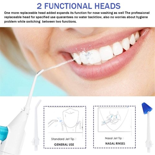 Portable Oral Irrigator Water Flosser Dental Water Toothbrush Toothpick Nasal Irrigator Implement Teeth Cleaner Oral Hygiene flossers for Home Travel with 5pcs Nozzles (Nozzle and Tongue Scraper)