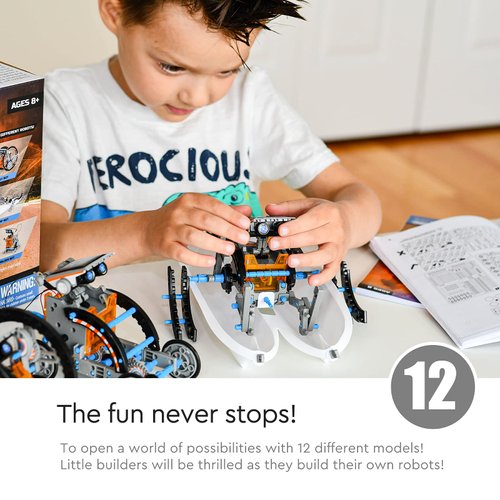 CIRO 12-in-1 Solar Robot Toys, STEM Education Activites Kits for Kids 8-12, 190 Pieces Building Sets