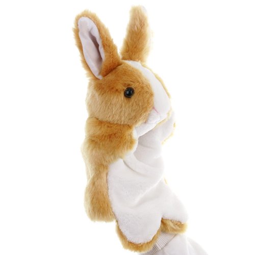 Bunny Hand Puppets Rabbit Plush Animals Toys for Kids Imaginative Pretend Play Storytelling (Brown)