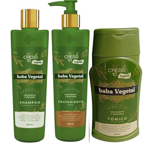 Shampoo Biocress (3 Pack) biocress 10 baba vegetal shampoo Biocress 10 tramiento vegetal Baba biocress 10 tonico tratamiento capilar