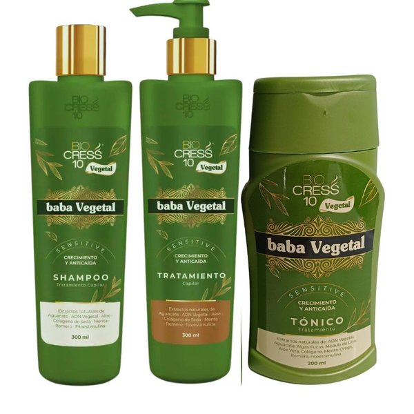 Shampoo Biocress (3 Pack) biocress 10 baba vegetal shampoo Biocress 10 tramiento vegetal Baba biocress 10 tonico tratamiento capilar