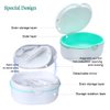 Denture Case, Double Denture Slot Cup Case Wet & Dry Portable Denture Case Portable False Teeth Container, Denture Cup with Lid for Cleaning Household Office Travel (White)