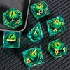 KERWELLSI Float Beholder's Dragon Eye Dice, 7Pcs Liquid Core DND Dice Set D&D, Dungeons and Dragons Sharp Edge Resin Dice with Gift Box, Polyhedral Role Playing RPG D and D Dice D20 D12 D10 D8 D6 D4