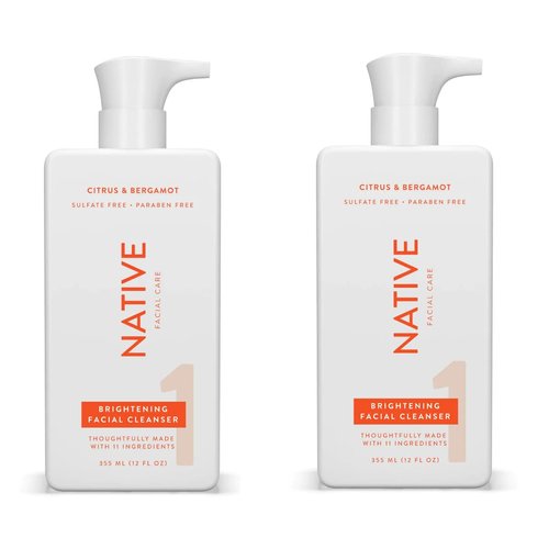 Native Brightening Face Wash, Spa Day Every Day Facial Cleanser (2 Pack) | Daily Face Cleaner for Radiant and Bright Skin, Citrus & Bergamot, 12 fl oz
