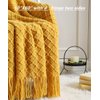 CREVENT Knitted Decorative Throw Blanket for Couch Sofa Chair Bed，Soft Warm Cozy Light Weight for Spring Summer (50''X60'' Mustard Yellow)