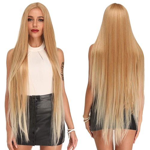 Ebingoo 40 Inch Long Blonde Lace Front Wigs+Wig Cap Long Straight Blonde Wig lace front Blonde 613 Synthetic Lace Front Wig Golden Blonde Lace Front Wigs For Women Daily Wear Party
