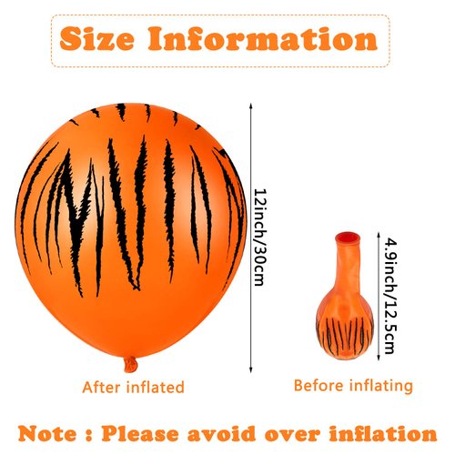 40 Pieces Tiger Balloons Tiger Print Stripes Balloons Jungle Animal Balloons Animal Theme Party Safari Balloons for Zoo Party Supplies Jungle Birthday Party Decoration