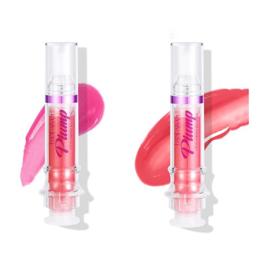 Grospe Lip Plumper, Lip Plumper Gloss with Chili Extract Ultra-Hydrating & Nourishing Smooth and Define Your Lips Naturally Glossy Finish Fuller Natural Lip Gloss for Women Girls (2PCS, #03#04)