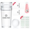 Saviland French Tip Stamp: 14PCS French Tip Nail Tool with Replaceable Stamper Head, Clear Silicone Nail Stamper kit French Nail Stamper with Scrapers for French Manicure Tool Home DIY Nail Art Salon