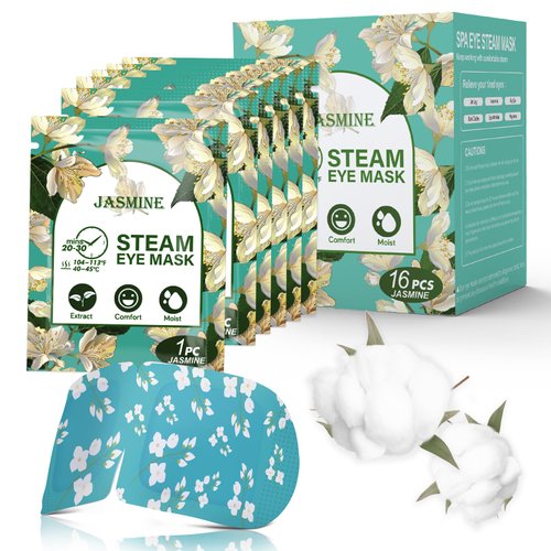 ProCIV 16-Pack Steam Eye Masks for Dry Eyes, Jasmine Warm Eye Mask for Tired Eyes, Relief Eye Fatigue & Dark Circle, Heat Sleep Eye Mask for Puffy Eyes, Disposable Eye Mask, Warm Compress for Eyes