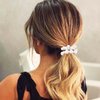 Fashey Pearl Hair Ties Beige Beaded Ponytail Holder 3 Pcs Pearls Hair Scrunchies Hair Accessories for Women (Beige)