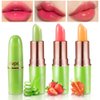BINGBRUSH Color Changing Lipstick Queen,PH Mood Long Lasting Lip Gloss Korean Lip Balm Tinted Magic Makeup Moisturize Lipstick Set (3pcs Aloe+Strawberry+ Carrot, 3 Count (Pack of 1))