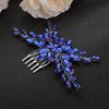 Rumtock Blue Crystals Silver Hair Comb for Women Girls Wedding Bridal Hair Styling Headpiece Jewelry (Blue)