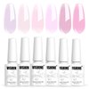 Vishine Gel Polish Set Jelly Pink Collection of 6 Transparent Natural Colors Sheer Pink Milky Mauve Purple French Manicure LED UV Gel Nail Polish Soak Off Curing Requires Home Salon 8ml