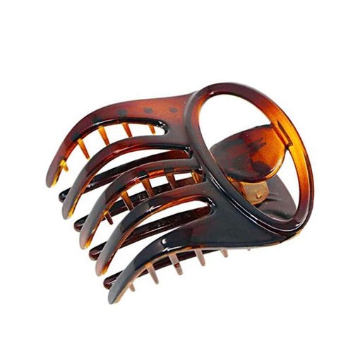 Parcelona French Curvy Oval Paw Tortoise Shell Brown Medium 3” Cellulose Acetate Side Slide In Jaw Hair Claw Clip Clutcher for Women and Girls