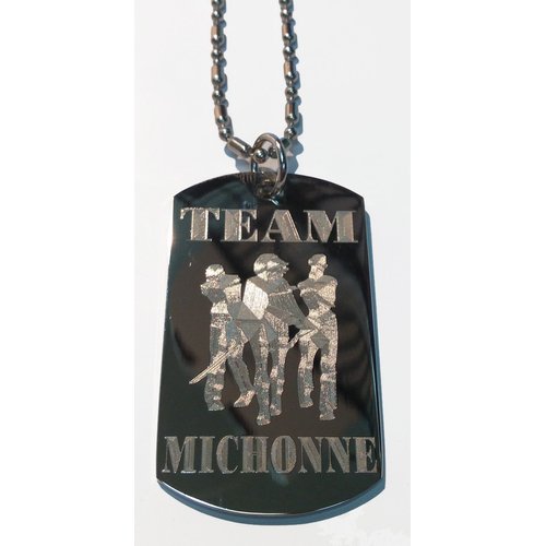 Hat Shark Team Michonne Sword Lady w/Zombie Men on Leash - Military Dog Tag, Luggage Tag Metal Chain Necklace