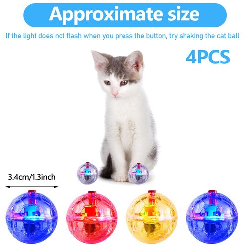 Frienda 4 Pieces Ghost Hunting Cat Ball Motion Light Up Cat Balls LED Motion Activated Cat Ball Motion Light Up Cat Dog Interactive Toys Pet Glowing Mini Running Exercise Ball Toys (Transparent)