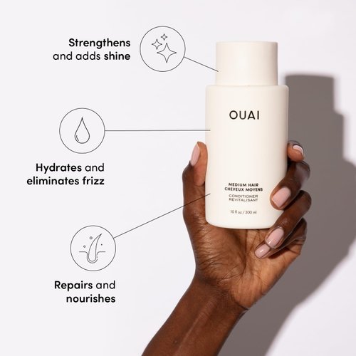 OUAI Medium Conditioner Refill - Hydrating Hair Conditioner with Coconut Oil, Babassu Oil, and Keratin - Strengthens, Repairs and Adds Shine - Paraben and Phthalate Free Hair Care Products - 32 oz