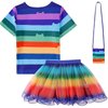 ADREIT Rainbow Tutu Dress for Girls, Birthday Girl Outfit Cosplay Costumes with Headband and Bag Christmas Birthday Party