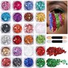 Teenitor 24 Colors Face Glitter Body Glitter Gel, Hair Glitter Gel, Glitter for Halloween Makeup, Face Makeup Glitter Gel for Face, Body, Hair