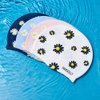 Marsolly Silicone Swim Cap for Women, Waterproof Long Hair Swimming Caps with Flower Printed