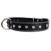 Genuine Black Leather Rhinestone Dog Collar 1"x20" Fits 14"-18" Neck