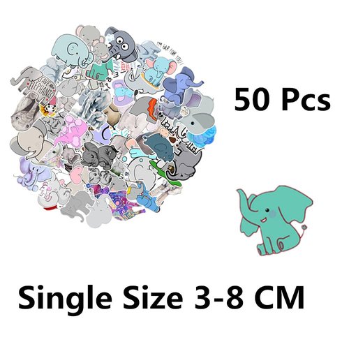 Cute Stickers Elephant Stickers Waterproof Vinyl Stickers Scrapbooking Stickers Scrapbook kit for Skate, Moto, Luggage, Water Bottles, Guitar