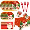 121pcs Christmas Party Plates and Napkins Table Decorations,Christmas Dinnerware Set Serves 24, Christmas Party Supplies for Kids and Adults