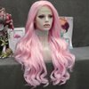 IMSTYLE Pink Lace Front Wigs Long Wavy Synthetic Wig for Women Natural Hairline Mera Cosplay Party Halloween Heat Resistant Hair 26inch