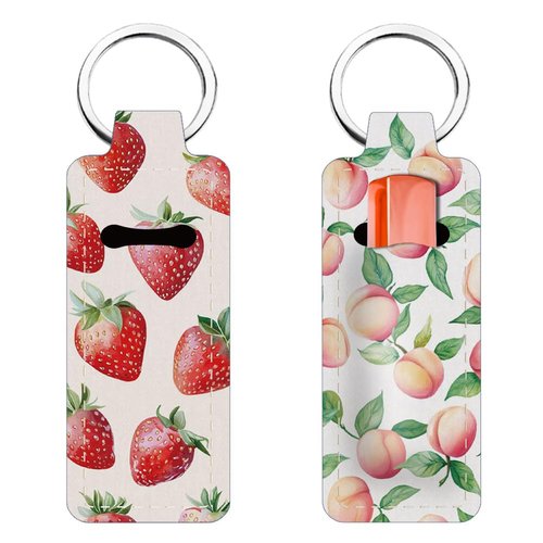 FREEBLOSS 2PC Lip Balm Keychain Multifunctional Lipstick Holder Fruit Pattern Chapstick Holder Keychain Fashion Creative Lipstick Holder Charm Ladies Birthday Gift Ideas