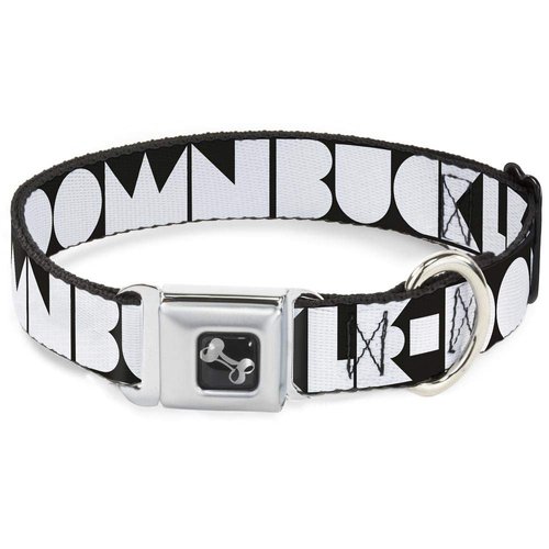 Dog Collar Seatbelt Buckle Buckle Down Shapes Black White 9 to 15 Inches 1.0 Inch Wide