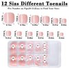Bellelfin Press on Toenails 120pcs Short Square Fake Toenails Full Cover Nude Pink Glossy Acrylic False Toe Nails Tips with 5 Sheets Adhesive Glue Tabs for Women and Girls Foot Decor