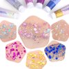 MEICOLY Blue and Clear White Face Body Glitter Set,Mermaid Face Glitter Gel,Singer Concerts Festival Rave Accessories,Sparkling Sequins Glitter Face Paint for Women and Kids,Chunky Glitter Makeup