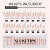 BTArtboxnails Soft Gel Nail Tips - XCOATTIPS French Series French Tip Press on Nails, Short Almond Press On Nails, Nude Acrylic Fake Nails Glue On Nails Nail Extension Set