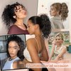 FLUFYMOOZ Ponytail Extension, 12" Short Claw Ponytail Extension Wavy Curly Jaw Clip in Pony tails Hair Extension Natural Synthetic Hairpiece for Women (Golden Blonde with Highlights)