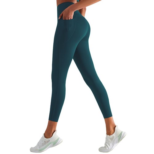 AEIKINISIS Women's High Waist Yoga Leggings with Pockets, Tummy Control Workout Running Pants (US, Alpha, X-Small, Regular, Regular, Forest Green)