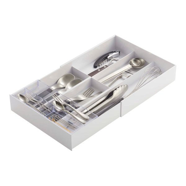 YAMAZAKI Home Tower Expandable Cutlery Drawer Organizer - Kitchen Silverware Utensil Storage Tray - Expandable Ii - Abs Plastic