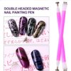 WOKOTO 5Pcs Nail Magnet Tool Set With Double Head Flower Design Nail Magnet Pens And Strong Magnet Stick For Cat Eye Gel Polish Nail Art (MJB076)