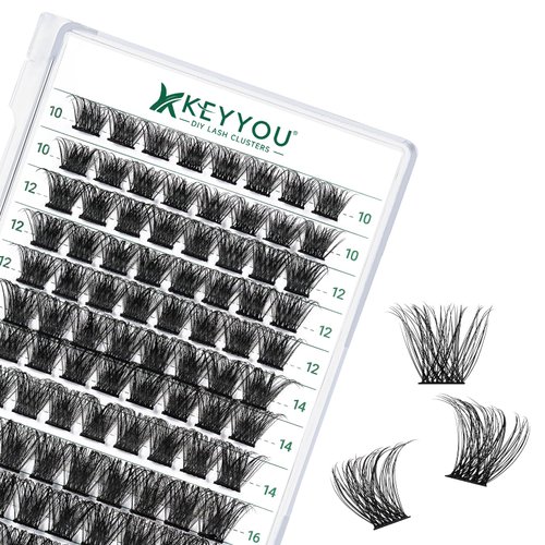 Lash Clusters 96pcs Individual Lashes D Curl 10-18MIX Eyelash Clusters KEYYOU Volume Wispy Lash Extension Soft&Comfortable Easy DIY at Home(Y23,D-10-18MIX)