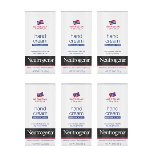 Neutrogena Norwegian Formula Moisturizing Hand Cream Formulated with Glycerin for Dry, Rough Hands, Fragrance-Free Intensive Hand Lotion, 2 oz, Pack of 6