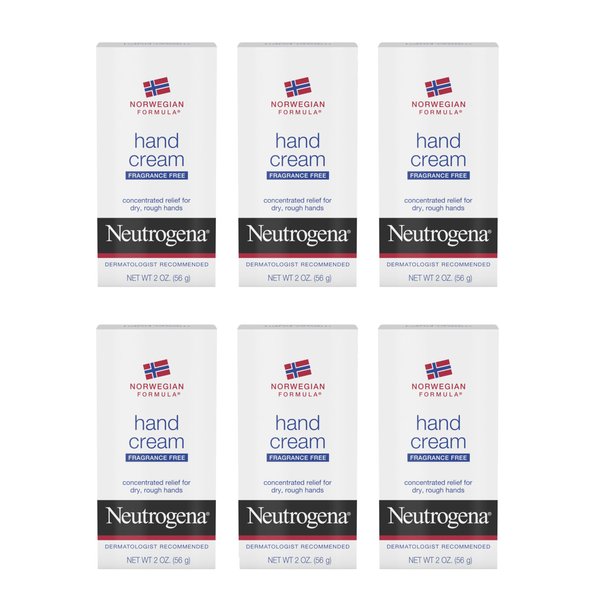 Neutrogena Norwegian Formula Moisturizing Hand Cream Formulated with Glycerin for Dry, Rough Hands, Fragrance-Free Intensive Hand Lotion, 2 oz, Pack of 6