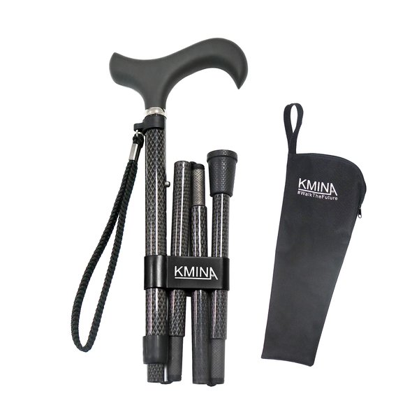 KMINA PRO - Carbon Fiber Cane, Folding Canes for Men Adjustable, Walking Cane for Women, Lightweight Walking Cane for Seniors, Folding Canes for Women, Foldable Walking Stick, Adjustable Height