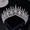 Kamirola Silver Baroque Big Wedding Crown Bridal Headpiece Water Drop Rhinestone Crystal Diadem Queen Crown Princess Tiaras Hair Jewelry For Womens