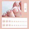 White French Tips Toenails Press on Toenails: Short Square Fake Toe Nails Kit: Full Cover False Toe Nails Glossy Acrylic Glue Stick on Toenails for Women - 24Pcs